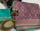 Purple Moonga Crepe Silk Designer Saree