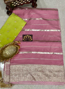 Pink Banarasi Semi Organza Designer Saree