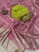 Pink Banarasi Semi Organza Designer Saree