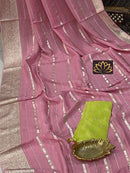 Pink Banarasi Semi Organza Designer Saree