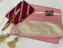 Pink Banarasi Semi Organza Designer Saree