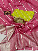 Pink Banarasi Semi Organza Designer Saree