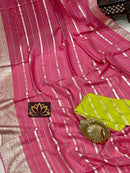 Pink Banarasi Semi Organza Designer Saree