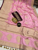 Pink Designer Khaddi Georgette Saree with Sequence Work Pallu