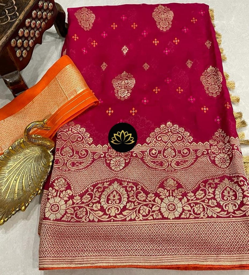 Pink Designer Khaddi Georgette Saree with Sequence Work Pallu