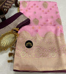 Pink Designer Khaddi Georgette Saree with Sequence Work Pallu