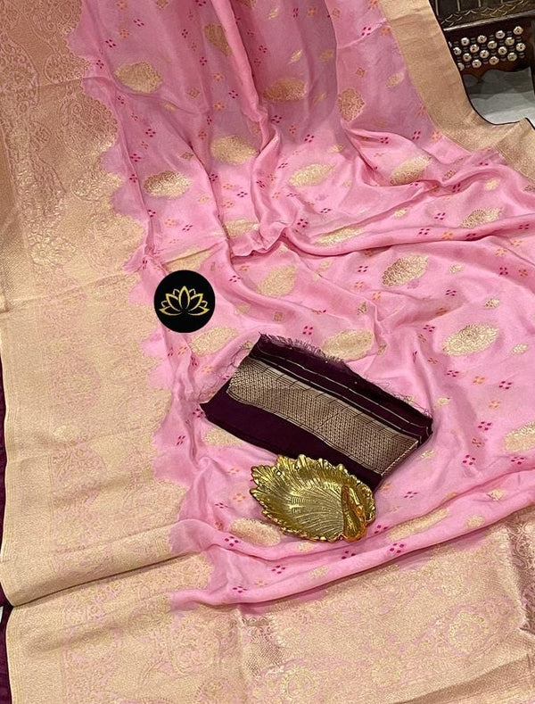 Pink Designer Khaddi Georgette Saree with Sequence Work Pallu