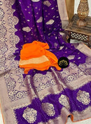 Purple Designer Khaddi Georgette Saree with Sequence Work Pallu