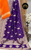 Purple Designer Khaddi Georgette Saree with Sequence Work Pallu