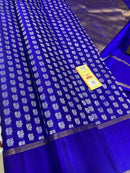 Traditional Handloom Kanchipuram Silk Saree with Peacock Thread Butta All over & Simple Zari Border
