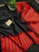 Pure Raw Silk Sarees with Temple Border Bindi Butti Saree
