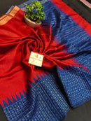 Pure Raw Silk Sarees with Temple Border Bindi Butti Saree
