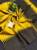 Pure Raw Silk Sarees with Temple Border Bindi Butti Saree