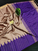 Pure Raw Silk Sarees with Temple Border Bindi Butti Saree