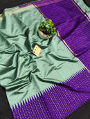 Pure Raw Silk Sarees with Temple Border Bindi Butti Saree