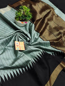 Pure  Raw Silk Raindot Pattern with Contrast Temple Border