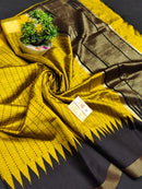 Pure  Raw Silk Raindot Pattern with Contrast Temple Border