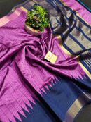Pure  Raw Silk Raindot Pattern with Contrast Temple Border