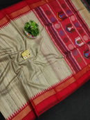 Pure Tussar Silk Saree with Dolabedi Work Pallu & Butta