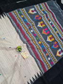 Pure Tussar Silk Saree with Dolabedi Work Pallu & Butta