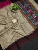 Pure Tussar Silk Saree with Dolabedi Work Pallu & Butta