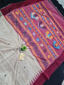 Pure Tussar Silk Saree with Dolabedi Work Pallu & Butta