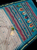 Pure Tussar Silk Saree with Dolabedi Work Pallu & Butta