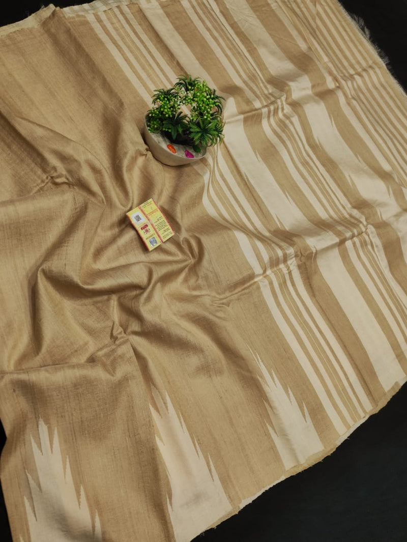 Pure Handloom Tussar Silk Sarees with Traditional Temple Border