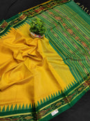 Pure Tussar Silk Saree with Contrast Ikkat Style Temple Border