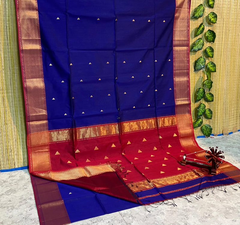 Maheshwari Silk Cotton Triangle Butta Sarees