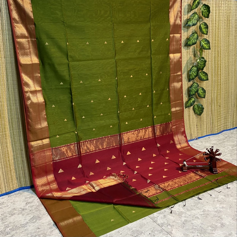 Maheshwari Silk Cotton Triangle Butta Sarees