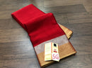 Red Wrinkle Mysore Crepe Silk Saree with Silver & Gold Zari Border