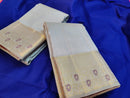 Half White Embossed Bridal Kanchipuram Silk Saree with Contrast Blouse