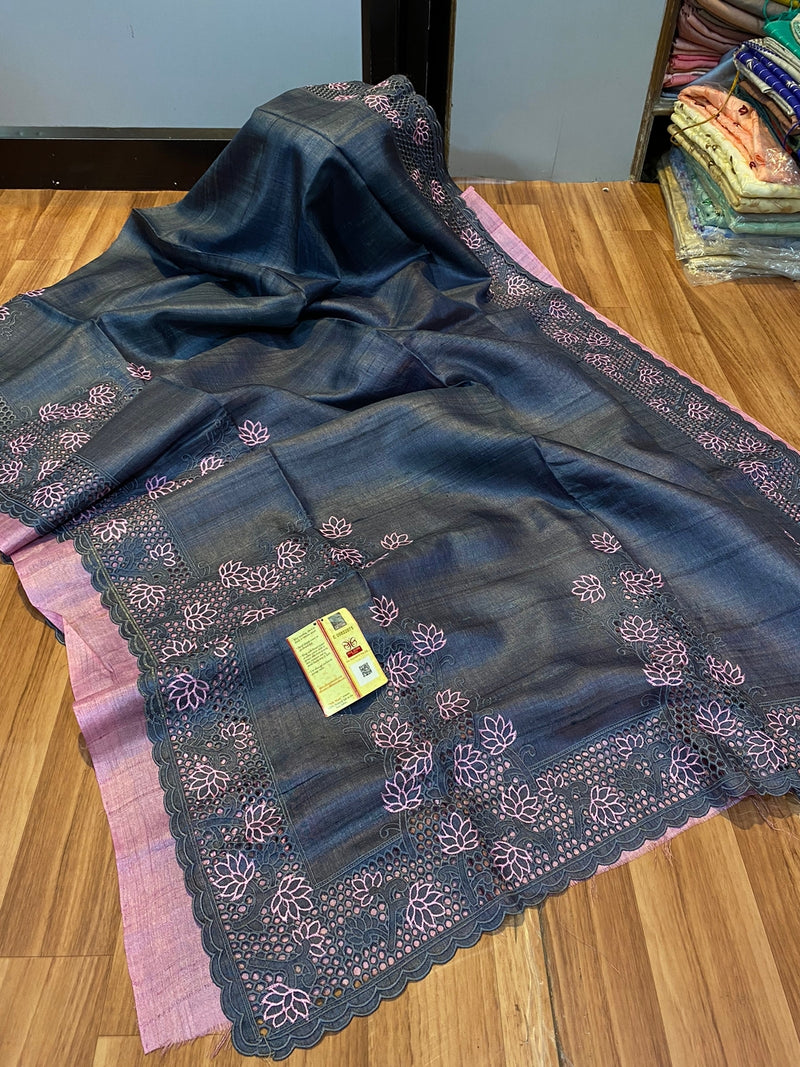 Catalogue - Pure Handloom Tussar Silk Cutwork Sarees