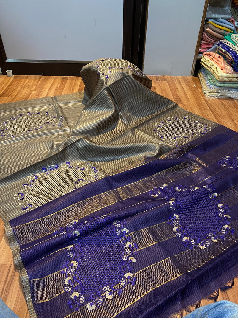 Catalogue - Pure Handloom Tussar Silk Cutwork Sarees