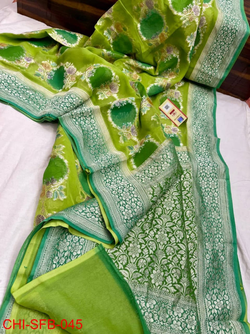 Catalogue - Pure Banarasi Khaddi Georgette Brush Painted Silk Sarees