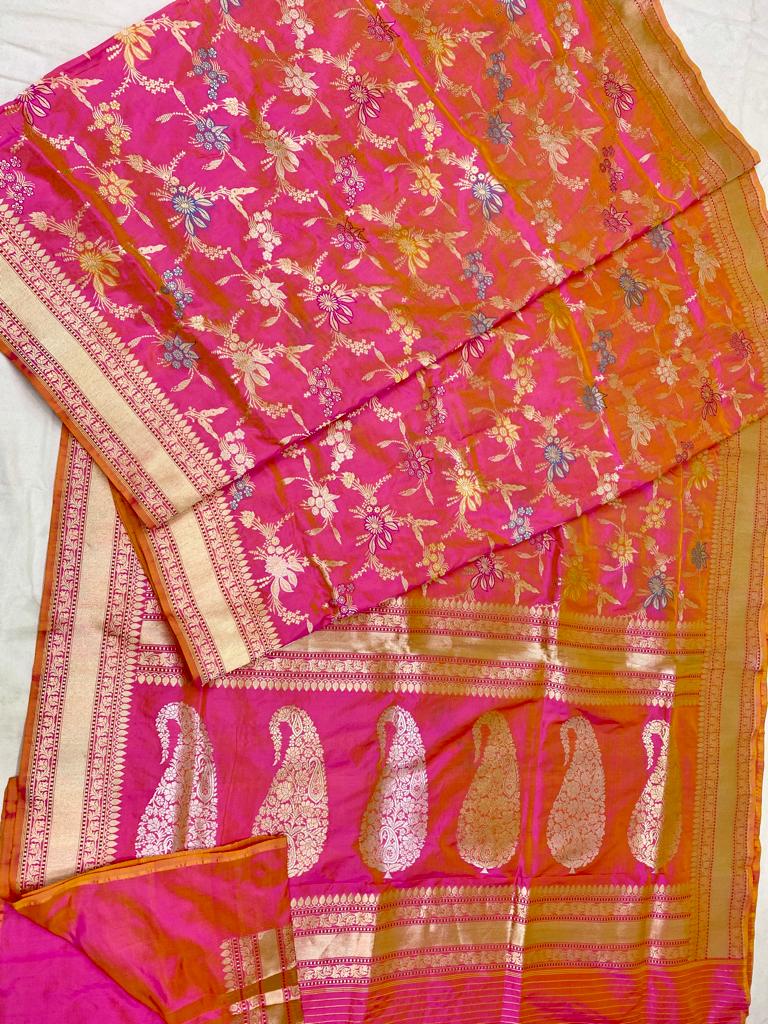 Catalogue - Pure Banasras Handloom Katan Khadiyal Meenedar Jangla Saree