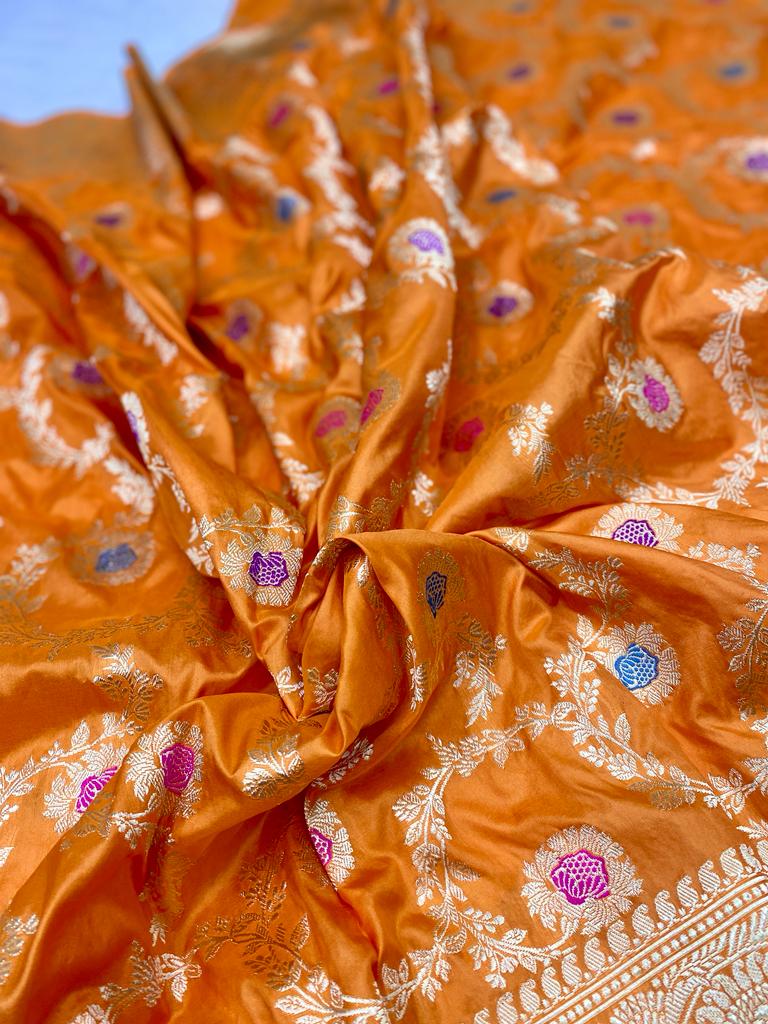 Catalogue - Pure Banasras Handloom Katan Khadiyal Meenedar Jangla Saree