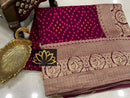 Majentha Pink Designer Khaddi Georgette Saree with Bandinin Design
