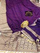 Purple Designer Khaddi Georgette Saree with Bandinin Design