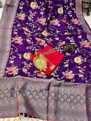 Purple Moonga Crepe Silk Designer Saree