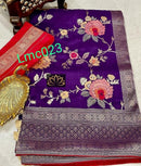 Purple Moonga Crepe Silk Designer Saree