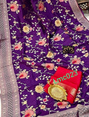 Purple Moonga Crepe Silk Designer Saree