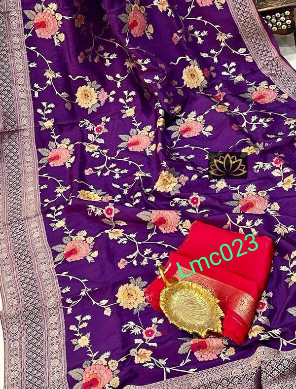 Purple Moonga Crepe Silk Designer Saree