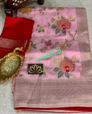 Pink Moonga Crepe Silk Designer Saree