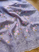 Lavender Organza Saree with Minadaar Embroidery Work &  Pearl Style Scallop Border