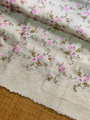 Half White Organza Saree with Minadaar Embroidery Work &  Pearl Style Scallop Border