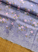 Lavender Organza Saree with Minadaar Embroidery Work &  Pearl Style Scallop Border