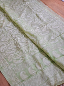 Pastel Green Organza Kairy Chikankari Work Saree