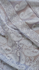 Blue Organza Kairy Chikankari Work Saree